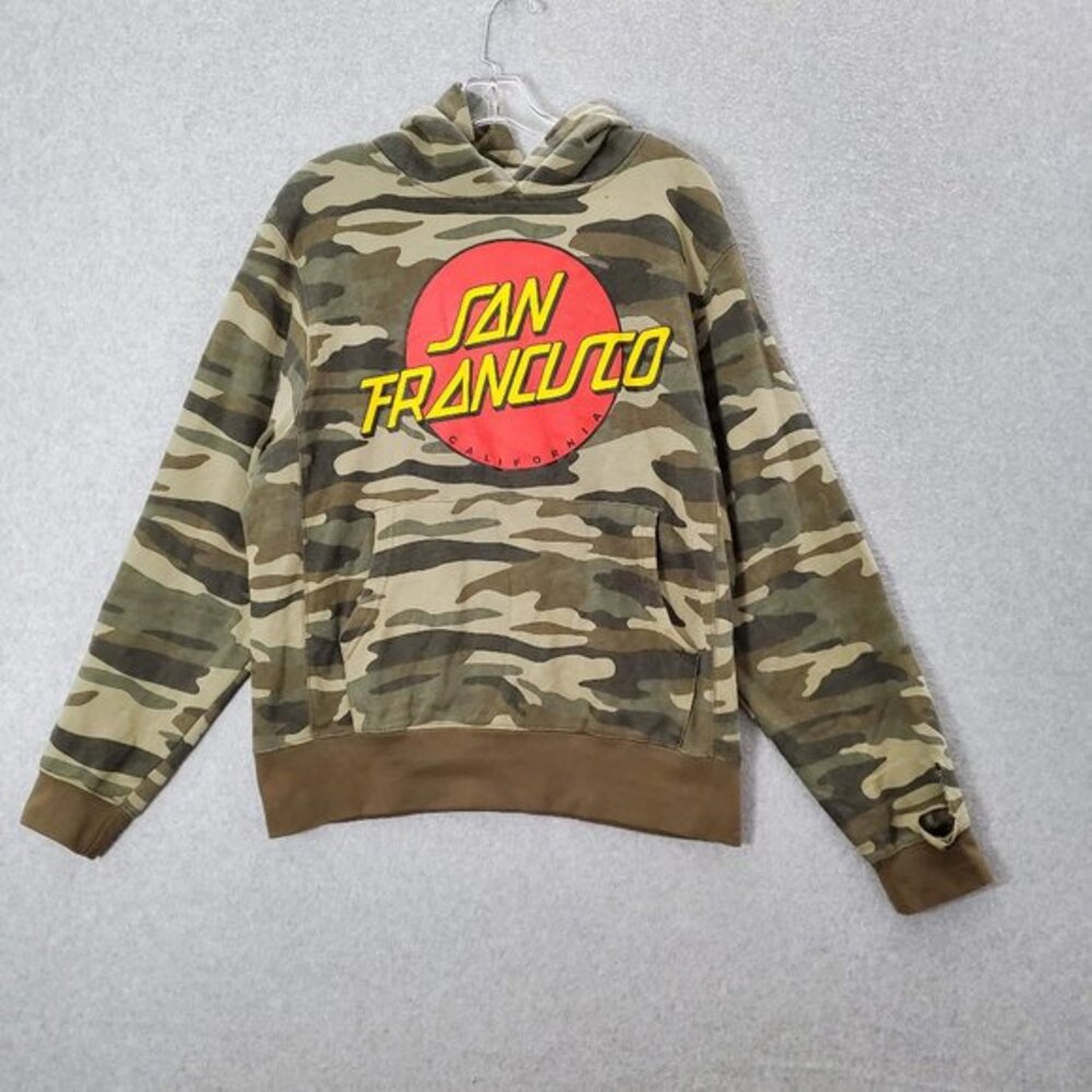 San Francisco Women Sweatshirt M Brown Camo Hoodie Reflex Life Is Out There READ